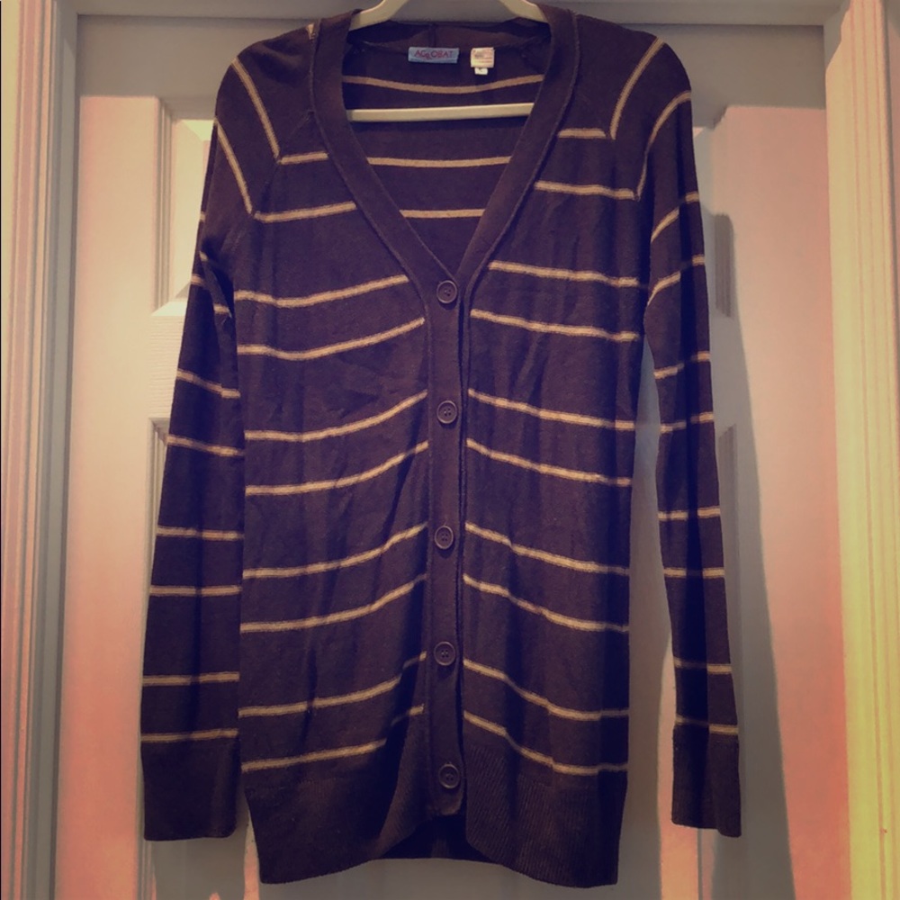 Acrobat button down brown striped sweater
